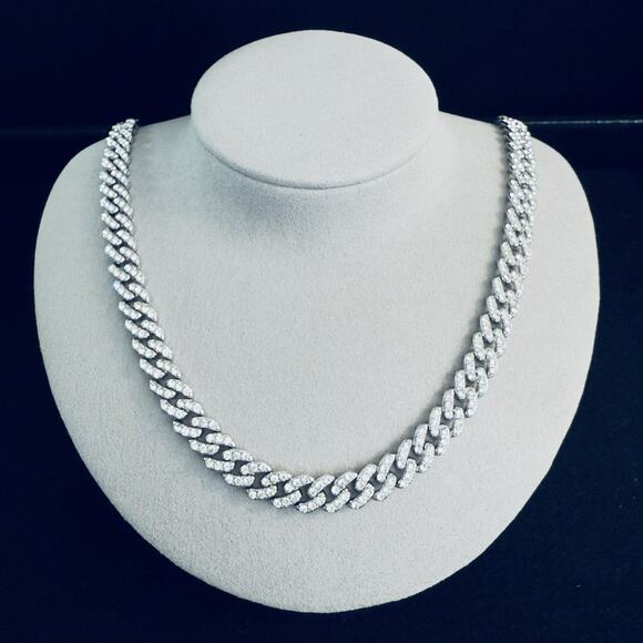 Mens Iced Out Cuban Link 9.4mm Thick Rhinestone 24in Chain Necklace~NEW - Picture 1 of 9